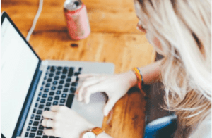 typing on laptop