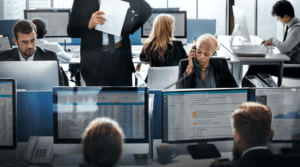 busy employees on the office